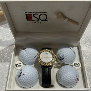 Movado ESQ Golf Watch Swiss Made Limited Collectors Edition With Balls And Box